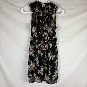 Needle & Thread Floral Zip Front Black Dress